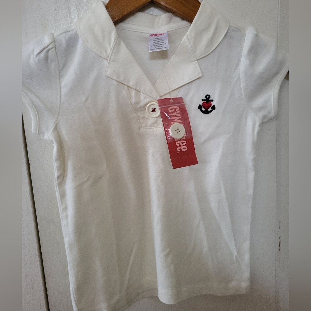 NWT Kid's Gymboree Bon Voyage White Collar Top Sz 5